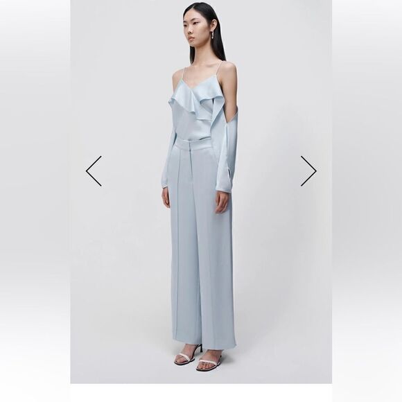 Jonathan Simkhai The Diane Satin Off Shoulder Top in Light Sky. XS NWT - Picture 7 of 12